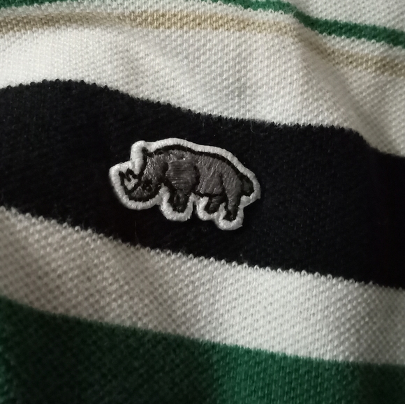 ECKO UNLIMITED | 100% Cotton Vintage Polo Green/Black/Tan Striped Shirt | Large - Picture 6 of 6